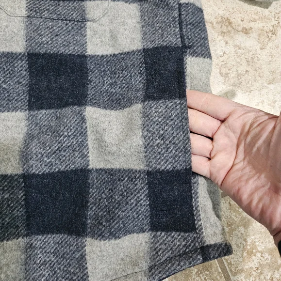 Banana Republic Navy Gray Buffalo Check Shirt Jacket Shacket XL Preppy Classic - Picture 6 of 8